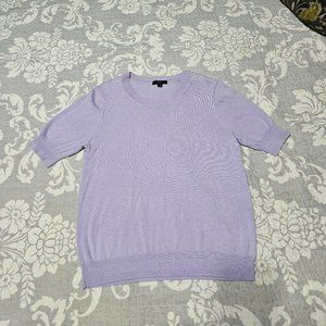 J. Crew Women's Medium Lavender Short-Sleeve Silk Blend Crewneck Sweater